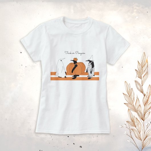 Grappige Halloween Pompoen Pinguïn T-shirt