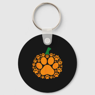 Grappige Halloween Pompoen Pootafdruk Hond Liefheb Sleutelhanger