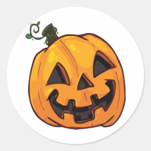 Grappige Halloween Pompoen Ronde Sticker