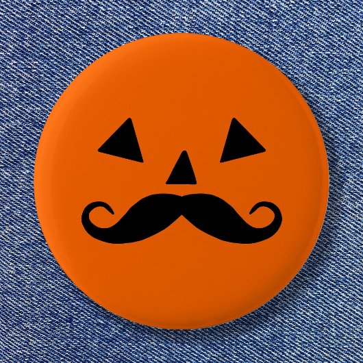 Grappige Halloween pompoen snor Ronde Button 5,7 Cm