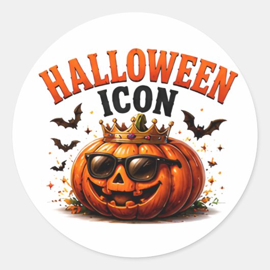 👑 Grappige Halloween Pompoen Spreuk 🎃 Ronde Sticker (Voorkant)