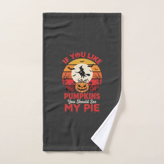 Grappige Halloween Pompoen Taart Ontwerp_1 Handdoek (Handdoek)