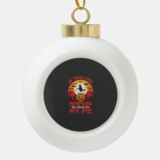 Grappige Halloween Pompoen Taart Ontwerp_1 Keramische Bal Ornament (Voorkant)