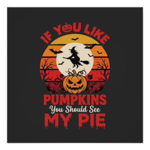 Grappige Halloween Pompoen Taart Ontwerp_1 Perfect Poster