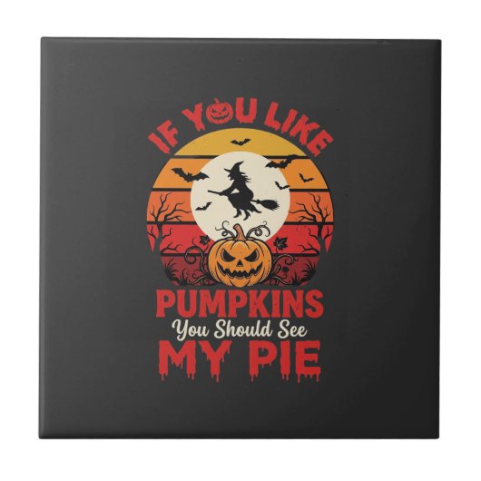 Grappige Halloween Pompoen Taart Ontwerp_1 Tegeltje (Voorkant)