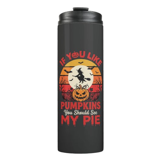 Grappige Halloween Pompoen Taart Ontwerp_1 Thermosbeker (Voorkant)