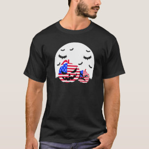 Grappige Halloween Pompoen Usa Vlag 2 T-shirt