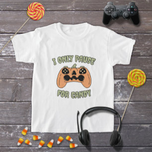 Grappige Halloween Pompoen Video Game Controller T-shirt