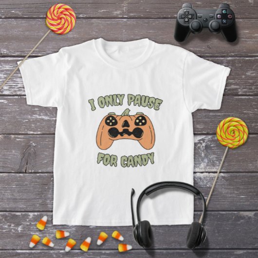 Grappige Halloween Pompoen Video Game Controller T-shirt