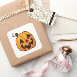Grappige Halloween Pompoen Vierkante Sticker