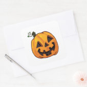 Grappige Halloween Pompoen  Vierkante Sticker (Envelop)