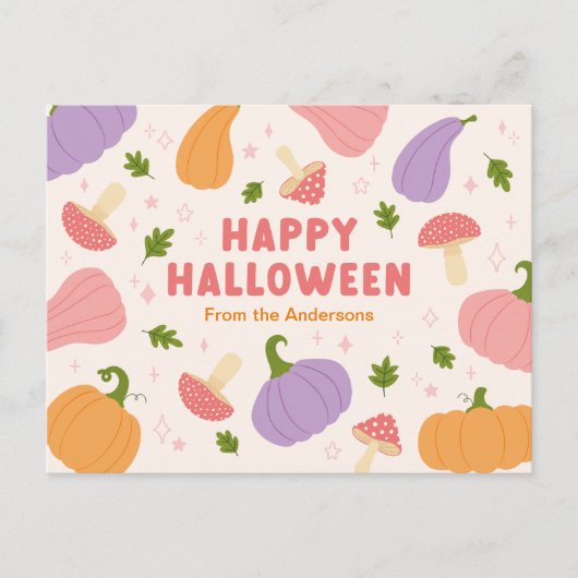 Grappige Halloween pompoenen en paddenstoelen Briefkaart (Voorkant)