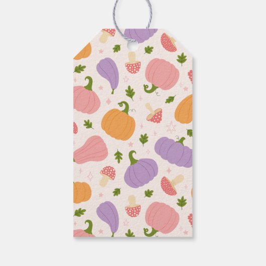 Grappige Halloween pompoenen en paddenstoelen Cadeaulabel (Achterkant)