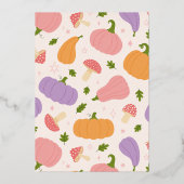 Grappige Halloween pompoenen en paddenstoelen Folie Uitnodiging (Achterkant)