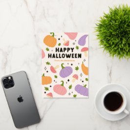 Grappige Halloween pompoenen en paddenstoelen Folie Wenskaart