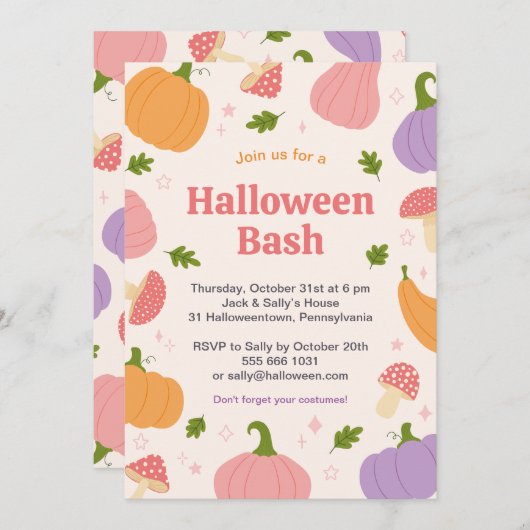 Grappige Halloween pompoenen en paddenstoelen Kaart (Voorkant / Achterkant)