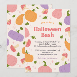 Grappige Halloween pompoenen en paddenstoelen Kaart