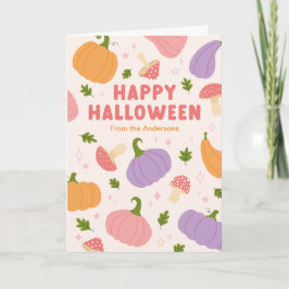 Grappige Halloween pompoenen en paddenstoelen Kaart