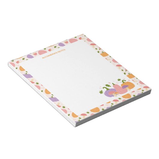 Grappige Halloween pompoenen en paddenstoelen Notitieblok (Schuin)