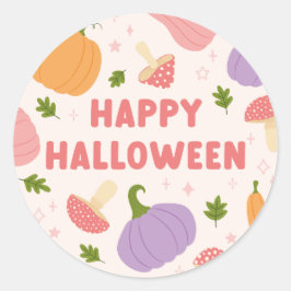 Grappige Halloween pompoenen en paddenstoelen Ronde Sticker