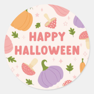 Grappige Halloween pompoenen en paddenstoelen Ronde Sticker
