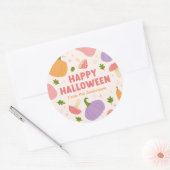 Grappige Halloween pompoenen en paddenstoelen Ronde Sticker (Envelop)