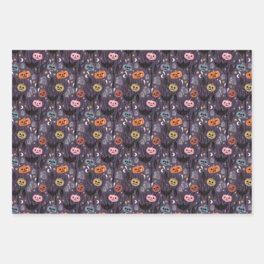 Grappige Halloween pompoenen Set van drie Inpakpapier Vel (Voorkant 3)