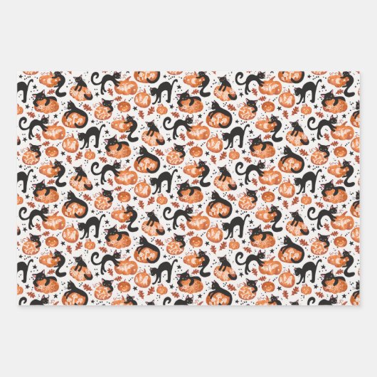 Grappige Halloween pompoenen Set van drie Inpakpapier Vel (Voorkant 2)