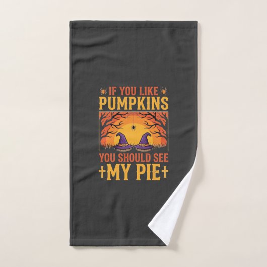 Grappige Halloween Pompoentaart Heks Design_1 Handdoek (Handdoek)
