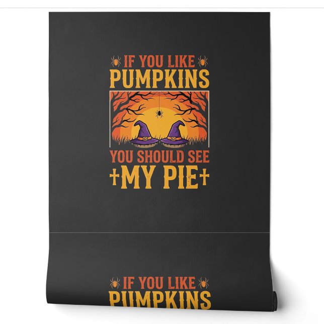 Grappige Halloween Pompoentaart Heks Ontwerp_1 Behang (Afrollen)