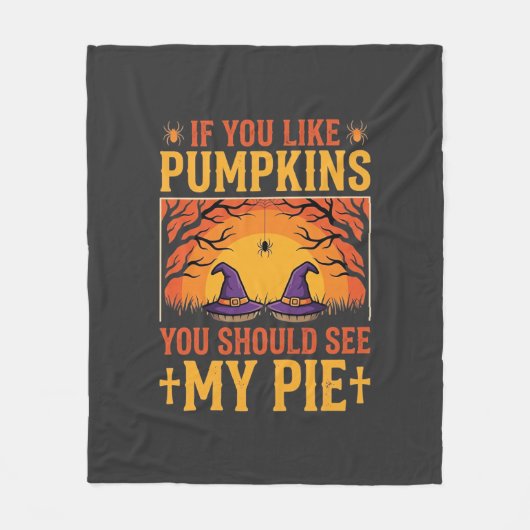 Grappige Halloween Pompoentaart Heks Ontwerp_1 Fleece Deken (Voorkant)