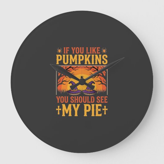 Grappige Halloween Pompoentaart Heks Ontwerp_1 Grote Klok (Voorkant)