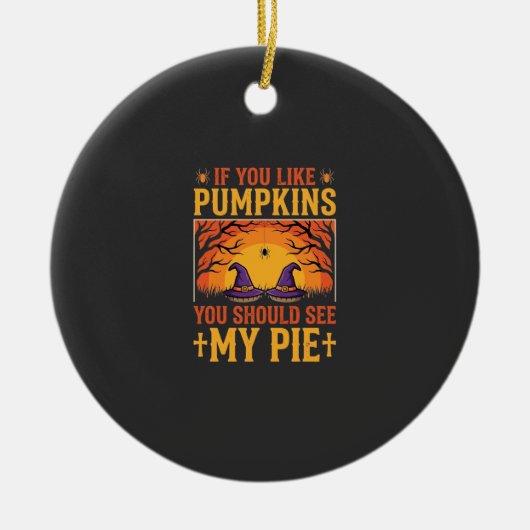 Grappige Halloween Pompoentaart Heks Ontwerp_1 Keramisch Ornament (Voorkant)