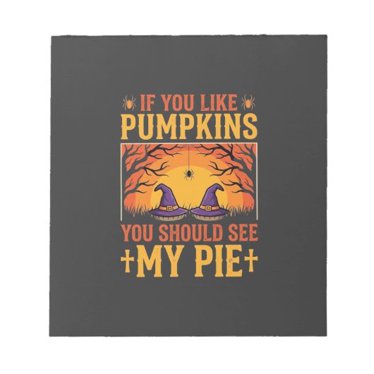 Grappige Halloween Pompoentaart Heks Ontwerp_1 Notitieblok (Voorkant)