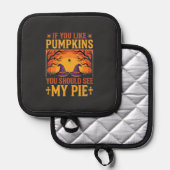 Grappige Halloween Pompoentaart Heks Ontwerp_1 Pannenlap (Voorkant / Achterkant)