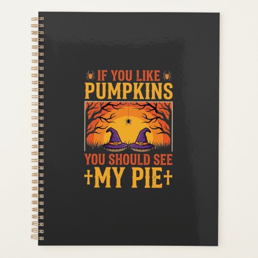 Grappige Halloween Pompoentaart Heks Ontwerp_1 Planner (Voorkant)