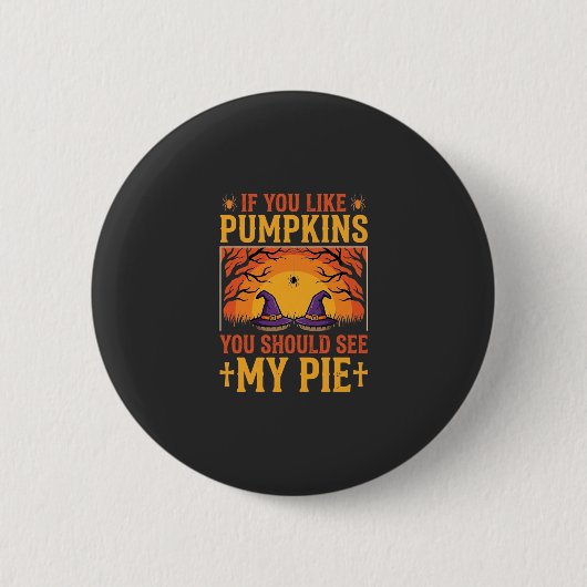 Grappige Halloween Pompoentaart Heks Ontwerp_1 Ronde Button 5,7 Cm (Voorkant)