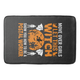 Grappige Halloween Postbode Heks Kat Grafisch Badmat