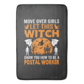 Grappige Halloween Postbode Heks Kat Grafisch Badmat (Voorkant Verticaal)