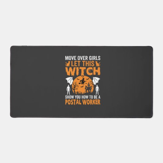 Grappige Halloween Postbode Heks Kat Grafisch Bureaumat (Voorkant)