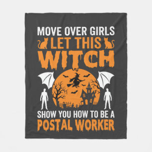 Grappige Halloween Postbode Heks Kat Grafisch Fleece Deken