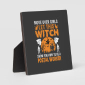 Grappige Halloween Postbode Heks Kat Grafisch Fotoplaat (Voorkant)