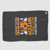 Grappige Halloween Postbode Heks Kat Grafisch Golfhanddoek (Horizontaal)