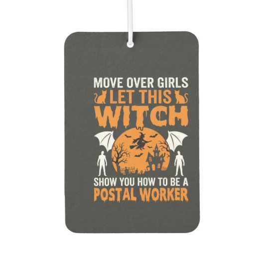 Grappige Halloween Postbode Heks Kat Grafisch Luchtverfrisser (Voorkant)