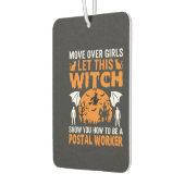 Grappige Halloween Postbode Heks Kat Grafisch Luchtverfrisser (Links)