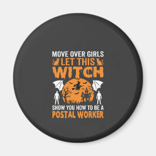 Grappige Halloween Postbode Heks Kat Grafisch Magneet