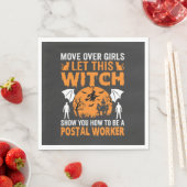Grappige Halloween Postbode Heks Kat Grafisch Servet (Insitu)