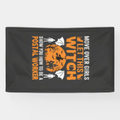 Grappige Halloween Postbode Heks Kat Grafisch Spandoek (Horizontaal)