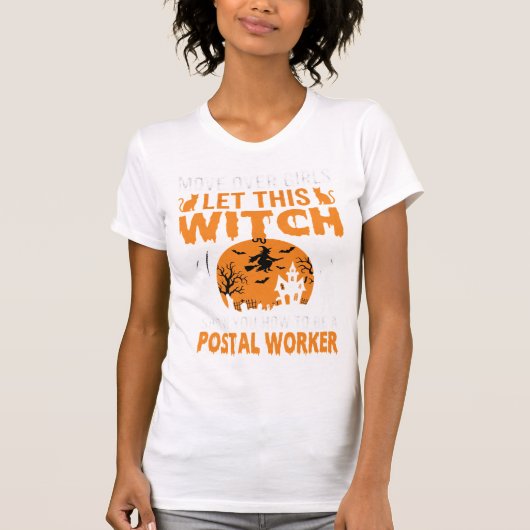 Grappige Halloween Postbode Heks Kat Grafisch T-shirt (Voorkant)