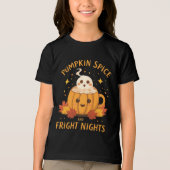 Grappige Halloween "Pumpkin Spice en Fright Nights Tri-Blend Shirt (Voorkant)